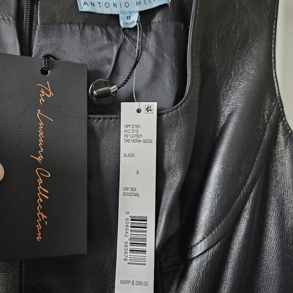 Antonio Melani Black Leather MIDI Dress Size 8 - Picture 4 of 8